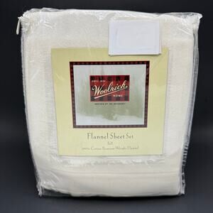 Woolrich Flannel Sheet Set Full Size 100% Cotton Flat Fitted Pillowcases Cream